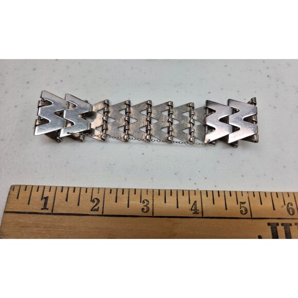 Vintage 925 Sterling Silver Link Bracelet Haglund Studio Sweden Safety Chain 52g - Picture 6 of 12